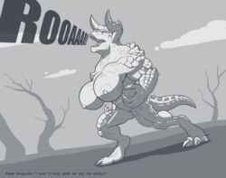 1girls 2019 3_toes 4_fingers anthro anthro_only anthrofied areola armpits bethesda_softworks big_ass big_breasts breasts claws clouds deathclaw fallout feet female female_deathclaw female_only grey_background half-closed_eyes horns huge_breasts inviting large_breasts monochrome muscular muscular_arms muscular_female muscular_legs nipples nude open_mouth outdoors pose pussy roaring scalie_only sky solo spotty_the_cheetah standing tail teeth text thick_thighs thigh_gap tongue translated tree video_games wasteland wide_hips