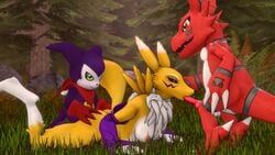 1girls 2boys 3_fingers 3_toes 3d animal_genitalia animal_penis animated anthro anthro_on_anthro balls black_sclera blue_eyes bouncing_breasts breasts canid canine canine_penis claws clothing devilscry digimon digimon_(species) dinosaur doggy_style domination erection fellatio female femsub fox from_behind fur furry gloves group group_sex guilmon half-closed_eyes hanging_breasts head_grab hi_res imp impmon interspecies knot larger_female male male_domination maledom mammal mounted nipples no_sound nude open_mouth oral outdoors paws penetration penis purple_fur pussy renamon reptile scalie scarf sex sharp_claws sharp_teeth size_difference small_dom_big_sub smaller_male smile source_filmmaker spitroast straight tail teeth testicles threesome toe_claws two_doms_one_sub vaginal_penetration video white_fur wide_hips yellow_fur