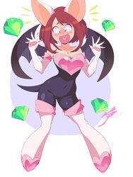 1girls aetherion_art alternate_costume animal_ears bat bat_ears bat_wings blush bodysuit boots breasts cleavage cosplay embarrassed emerald_(gem) female female_only fusion gem gloves heart higher_resolution_available impossible_clothes knees_together_feet_apart large_breasts my_hero_academia ochako_uraraka open_eyes open_mouth pigeon-toed rouge_the_bat_(cosplay) sega short_hair simple_background solo sonic_(series) sonic_the_hedgehog_(series) surprised tight_clothing wings