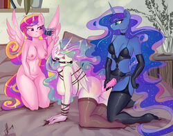 alicorn bondage bound breasts camera dildo equid friendship_is_magic group horn mammal my_little_pony pokies princess_cadance_(mlp) princess_celestia_(mlp) princess_luna_(mlp) royal_sisters_(mlp) sex_toy smooth_skin wings xjenn9