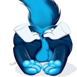 1:1 2019 4_toes absurd_res animal_genitalia anus ass balls big_butt bodily_fluids canid canine canis cloufy cloufy_(cloufy) feet feral foot_fetish fur genital_fluids hi_res hindpaw male male_only mammal nude pawpads paws simple_background toes tongue wolf ych_(character)