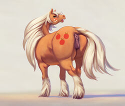 1girls animal_genitalia animal_pussy applejack_(mlp) ass_up conditional_dnp equid equine female female_only feral friendship_is_magic furry hi_res horse horsepussy jotun22 looking_back mammal my_little_pony pony pussy sentient_feral simple_background solo