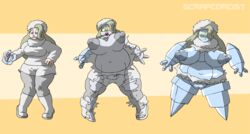 1girls 2019 3_fingers 5_fingers alternate_breast_size alternate_species anthro anthrofied areolae big_ass big_belly big_breasts big_nipples blonde_hair blue_eyes blue_skin boots bottomwear breast_expansion breasts chubby clothes clothing eye_contact feet female female_only grey_skin grey_thighhighs hair hat headgear headwear hi_res huge_ass huge_breasts human ice large_areolae large_ass large_belly large_breasts legendary_pokémon long_hair looking_at_viewer melony_(pokemon) mineral_fauna mostly_nude navel nintendo nipples open_mouth overweight overweight_female pokémon_(species) poke_ball pokemon pokemon_rse pokemon_ss pokephilia pussy regice scrapcorcist sequence shirt shorts simple_background skirt solo species_transformation standing surprise surprised teeth thick_thighs thigh_gap thighhighs tongue torn_clothes torn_clothing transformation transformation_sequence video_games wide_hips yellow_background yellow_eyes yellow_sclera