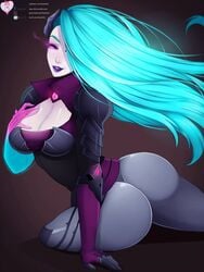 ass big_ass blue_hair death_sworn_katarina death_sworn_series huge_ass katarina_du_couteau law-zilla league_of_legends purple_eyes watermark wide_hips