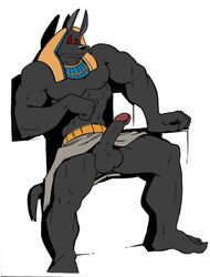 2002 anubian_jackal anubis balls canid canine canis color_edit colored deity edit egyptian_mythology empty_eyes erection hornyanondragon humanoid_penis jackal jewelry male male_only mammal middle_eastern_mythology muscular muscular_male mythology penis poop_(artist) red_eyes solo