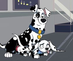 101_dalmatian_street 101_dalmatians 2019 absurd_res animal_genitalia animal_penis balls black_body black_fur canid canine canis collar dalmatian daughter disney domestic_dog father father_and_child father_and_daughter female feral fur hi_res hypergal incest knot male mammal multicolored_body multicolored_fur parent parent_and_child penis questionable_consent smile spots spotted_body spotted_fur straight tongue tongue_out two_tone_body two_tone_fur white_body white_fur young