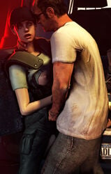 3d army_girl brown_hair cargo_pants crossover garry's_mod grand_theft_auto grand_theft_auto_v jill_valentine jill_valentine_(julia_voth) light-skinned_female open_mouth penis_on_pants policewoman rape resident_evil resident_evil_remake shocked small_breasts source_filmmaker standing sweat_pants topless torn_clothing torn_shirt trevor_philips