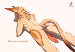 animal_genitalia animal_penis ass backsack balls canid canine canine_penis canis demon erection male_only mammal nude penis raised_tail sabuke sabuky simple_background spanish_text text were werecanid werecanine werewolf white_background wolf