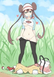 1girls 2019 alternate_eye_color areola bag big_breasts blue_eyes blush bracelet brown_hair censor_bar censored clothed clothing clouds color day double_bun eye_contact female female_only fit game_freak grass green_eyes hair_bun half-closed_eyes hat heart human kawashu light_skin long_hair looking_at_viewer nintendo nipple_slip nipples outdoors pants_down pantyhose petite poke_ball pokemon pokemon_bw2 presenting presenting_pussy pussy pussy_juice rosa_(pokemon) shirt_lift shoes shorts sketch skirt skirt_down sky slender_legs sneakers solo standing thighs thin_waist tights twintails underboob undressing vibrator wet white_skin wide_hips