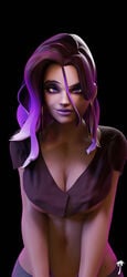 1girls 3d absurdres big_breasts blender blizzard_entertainment breasts dark-skinned_female discko female female_only highres hoop_earrings hoop_earrings_oversized large_breasts latina looking_at_viewer overwatch solo sombra video_games