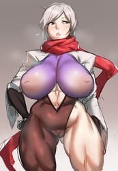 1girls abs blue_eyes cameltoe fat_mons female_pubic_hair hattori_hanzo_uruka huge_breasts muscular_female muscular_thighs natedecock naughty_face pubic_hair pubic_hair_peek scar scarf seductive short_hair silver_hair thick_thighs yatagarasu_(game)