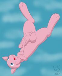 1boy feline feral floating flying foreskin furry legendary_pokemon male masturbation mew nintendo nude penis pokémon_(species) pokemon pokemon_(species) pokemon_rgby solo tail tailjob testicles text video_games watermark whitesky