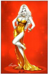 1girls avatar_press big_breasts bracelet breasts busty chaos!_comics chaos_comics cleavage coffin_comics comic_cover dress elias_chatzoudis erect_nipples erect_nipples_under_clothes eye_contact eyeshadow female female_only glass gold_dress heels knee_up lady_death large_breasts lipstick long_hair looking_at_viewer makeup mascara necklace nipples nipples_visible_through_clothing official_art pinup red_lips red_lipstick red_nail_polish red_nails red_wine scan see-through see-through_dress signature smile smiling solo source_request text thighs white_eyes white_hair white_skin wine wine_glass yellow_dress yellow_heels