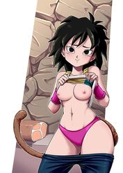 acpuig breasts dragon_ball dragon_ball_super gine looking_at_viewer medium_breasts milf mother panties pants_down pants_pull presenting_breasts presenting_panties saiyan shirt_lift tail thick_thighs thin_waist wide_hips