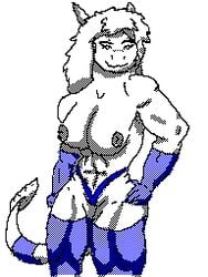 abs animated athletic biceps big_breasts breasts camel_toe clothing elmo-san female fish flipnote flipnote_studio front_view g-string galina gloves handwear leggings legwear lingerie low_res marine muscular nipples scalie sea_serpent shark swimwear thick_thighs thong underwear wind