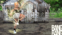 1girls 3d armband artist_name back_view bangbangrush bare_shoulders big_breasts bimbo blonde_hair busty curvy detailed_background english_text eyelashes female female_only high_heels hourglass_figure human karen_(bangbangrush) leg_lift leg_up long_hair looking_at_viewer marching outdoor outside pose posing shadow shiny shiny_skin short_shorts shorts shortstack solo standing text voluptuous wide_hips yellow_hair