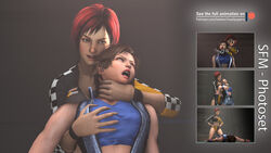 2girls 3d absurdres asphyxiation breast_grab breast_squeeze brown_hair catfight chokehold crossover dead_or_alive dead_or_alive_5 domination duo female female_only femdom femsub fight grin grinning hand_on_breast hand_on_neck helpless highres human kazama_asuka mila_(doa) reach_around red_hair strangling tekken tekken7wallpapers tomboy unconscious