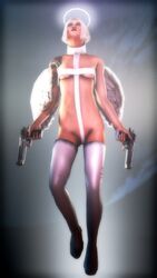 3d angel angel_wings asian bare_arms blonde_hair bondage bondage_gear breasts busty cleavage closed_eyes collar dual_wielding eve_(hitman) eyelashes eyeliner eyeshadow female female_focus female_only flying full_body gun hitman hitman_(2016) hourglass_figure lipstick medium_breasts nude pinup pistol short_hair skimpy skimpy_clothes slim slim_girl tagme tattoo thigh_boots underboob wide_hips wings xxxgingeslut357xxx yuki_yamazaki