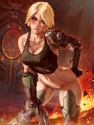 1girls 2019 abs absurd_res alternate_version_available armor big_breasts blonde_hair blurry_background blush bob_cut bottomless breasts clothed clothing dated depth_of_field detailed_background digital_media_(artwork) doom doom_slayer_(doom) doomgal double-barreled_shotgun exposed female female_focus female_only firearm fit fit_female gauntlets greaves gun hand_on_hip hell hi_res highres huge_breasts large_breasts leaning_forward light_skin looking_away mostly_nude navel nipples outdoors pose posing pussy realistic rule_63 scar sci-fi science_fiction scifi short_hair shotgun solo solo_female solo_focus source_request standing tank_top text themaestronoob thick thick_thighs thighs tongue tongue_out vagina watermark weapon