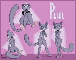 1girls 2019 anthro areola ass breasts closed_eyes collar domestic_cat fangs felid feline felis female female_only fur grey_body grey_fur half-closed_eyes kaizermelvon kitty_is_not_a_cat mammal multicolored_body multicolored_fur narrowed_eyes nipples open_mouth pawpads petal_(kinac) simple_background solo teeth tongue white_body white_fur