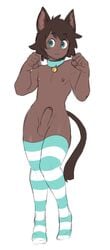 1boy 2016 animal_humanoid areolae balls bell_collar cat_humanoid catboy chubbuppy collar crossdressing dark-skinned_femboy dark-skinned_male dark_skin erection femboy girly male male_only nipples penis shoripurin solo tail thighhighs trap uncut