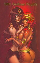 1001_nights dinazade harem_outfit lesbian lesbians middle_eastern middle_eastern_clothing one_thousand_and_one_nights persian_clothing persian_female public_domain scheherazade scheherazade_(1001_nights) sisters west_asian yuri