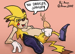 2007 cwc laying_on_back male male_only penis racism sonic_(series) sonichu sonichu_(character) stroking_penis tagme white_gloves yellow_fur