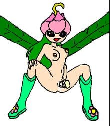 1girls animated breasts color digimon dildo exposed_breasts fairy fairy_wings female female_only front_view leaf leaf_wings leaves light_skin lilimon lillymon plant plant_girl sex_toy skin solo vaginal_insertion vine_hair vines vulva wings