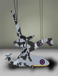 absurd_res aircraft anthro bodily_fluids bound flat_colors genital_fluids hi_res lined living_aircraft living_machine machine male nude penis precum robot royal_air_force spitfiremkiib supermarine_spitfire supermarinespitfire tabaticbloom