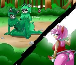 3futas amy_rose anal anthro archie_comics balls being_watched bite biting_lip black_nipples bodily_fluids breasts cassia_the_pronghorn clothed clothing clove_the_pronghorn completely_nude diabolussex eulipotyphlan forest fur furry_only futa_on_futa futa_only futa_penetrated futanari genital_fluids green_body green_fur group hair hedgehog humanoid_penis incest intersex intersex/intersex looking_at_another looking_back machine mammal masturbation nipple_outline nipples nude nude_futanari outside panties penis pink_body pink_fur pink_hair precum pronghorn robot siblings sisters sonic_(series) sonic_the_hedgehog_(archie) sonic_the_hedgehog_(comics) story_at_source storyman tree underwear vein veiny_penis voyeur