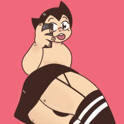 1boy ass astro_boy black_hair femboy robot selfie sissy source_request thick_thighs thighhighs thighs wide_hips yaoi