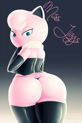 1girls 2019 animal_ears anthro anthrofied armpits ass back big_ass big_eyes blue_eyes breasts bubble_ass bubble_butt butt commission corset dat_ass deviantart elbow_gloves eye_contact eyebrows eyelashes fairy female female_only furry gloves half-closed_eyes huge_ass huge_butt jigglypuff latex latex_gloves looking_at_viewer looking_back mammal nintendo panties pink_hair pink_skin pokemon pokemon_(species) pokemon_rgby pose redbenjamin smile solo text thick_thighs thighhighs thong underwear watermark wide_hips