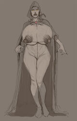 areolae barefoot big_breasts breasts cape erect_nipples female female_focus female_only hood hoodie hourglass_figure huge_ass huge_breasts large_breasts long_hair nipples rey sith sith_rey sketch solo standing star_wars the_rise_of_skywalker thick_thighs tied_hair wide_hips witch-bitch-art yellow_eyes