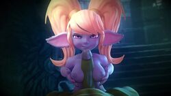 1boy 1girls 3d animated areolae breasts erection female huge_cock large_breasts league_of_legends looking_at_viewer male nipples nude paizuri penis petite poppy pov rexxcraft riot_games small_but_busty smaller_female sound straight video yordle