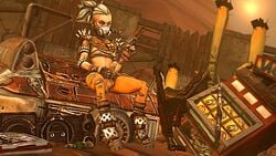 3d 3d_(artwork) borderlands borderlands_3 censored detailed_background female_psycho_(borderlands) firearm fleshlight futa_only futanari gun human intersex masturbation psycho_(borderlands) sgtnewsboy solo solo_futa weapon