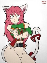 1girls alternate_costume cat_ears christmas maeve_(paladins) merrymaker_maeve paladins pink_hair tagme wolfuregogo