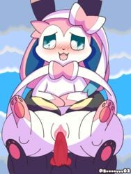 1boy 1boy1girl 1girls 2019 :3 blush canine eeveelution eye_contact female feral furry half-closed_eyes knot looking_at_viewer male mammal nintendo open_mouth penetration penis pokémon_(species) pokemon pokemon_gsc pokemon_xy pussy sex simple_background straight sunny_(artist) sylveon text thick_thighs tongue umbreon vaginal_penetration video_games watermark wide_hips