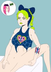 big_breasts green_eyes green_hair green_lips green_lipstick jojo's_bizarre_adventure jolyne_kujo narciso_anasui paizuri pink_eyes pink_hair rolovo stone_ocean