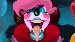 1boy anthro closed_eyes clown male male_only mrs._mayhem rosy_cheeks tagme tongue tongue_out tongue_piercing vimhomeless