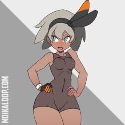 1girls 2019 abs alternate_breast_size animated ass bea_(pokemon) big_ass blue_eyes bodysuit bottom_heavy bouncing_breasts bracelet breasts casual cleavage clothed clothes dark-skinned_female dark_skin eye_contact eyelashes female female_only fit gif gloves grey_background grey_hair hairband hands_on_hips human large_ass looking_at_viewer looking_away loop moikaloop nintendo nipples open_mouth patreon pokemon pokemon_ss pose pussy see-through short_hair skin_tight solo text thick_thighs thin_waist tongue url watermark wide_hips