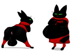 anus ass balls belly big_balls black_body black_fur bulge cartoon_network da~blueguy digitigrade domestic_cat felid feline felis fur green_eyes male male_only mammal mao_mao:_heroes_of_pure_heart overweight sheriff_mao_mao_mao white_background