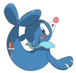 1boy 2016 animal_genitalia animal_penis doneru feral furry genital_slit male male_only nintendo penis pokémon_(species) pokemon pokemon_sm popplio simple_background slit small_penis solo tapering_penis video_games white_background