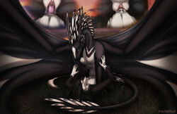 anthro anthro_on_feral bodily_fluids close-up cum dragon evening feathers female feral fur genital_fluids grass hybrid lake male original_characters photo_background romantic_ambiance scales sergal sex shadarrius size_difference size_play smaller_male straight vaginal_penetration wings zoophilia