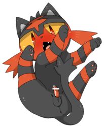 1boy 2016 animal_genitalia animal_penis anus censored doneru feral furry ineffective_censorship litten male nintendo open_mouth penis pokémon_(species) pokemon pokemon_(species) pokemon_sm simple_background small_penis solo video_games