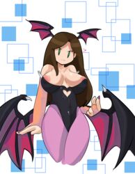 bat_wings breasts brickshoes demon_girl head_wings heart seductive_smile shadowleggy smile succubus suggestive wings