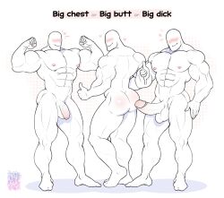 3boys abs ass bara biceps big_pants/big_jakt_(meme) blush completely_nude double_biceps_pose english_text faceless faceless_male flaccid flexing foreskin from_behind full_body girthy_penis happy heart highres huge_ass large_pectorals large_penis large_testicles looking_at_another male_focus male_only meme multiple_boys muscular muscular_male navel nipples no_visible_face nude original pectorals penis quuynart smile standing stomach testicles thick_thighs thighs thumbs_up