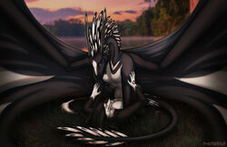 anthro anthro_on_feral dragon evening feathers female feral fur grass hybrid lake male original_characters photo_background romantic_ambiance sergal sex shadarrius size_difference size_play smaller_male straight vaginal_penetration zoophilia