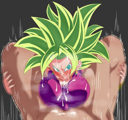 1girls amazon_paizuri big_breasts blue_eyes blush bra breasts censor_bar censored clothing cum cum_between_breasts cum_drip cum_on_clothing cum_on_face cum_on_hair cum_pool cumshot dragon_ball dragon_ball_super earrings ejaculation_between_breasts female fusion green_eyes green_hair holding_legs kefla large_breasts legendary_super_saiyan light-skinned_female light_skin looking_at_another looking_away male naked nipples nipples_visible_through_clothing outercourse paizuri paizuri_under_clothes penis potara_earrings rom saiyan shaking short_hair smiling spiky_hair straight super_saiyan super_saiyan_2 tagme vibrating