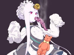 abigail_williams_(fate/grand_order) choker cum dildo doorknob drool fate/grand_order fate_(series) female pierced_nipples red_eyes teddy_bear tentacle victim_alice white_hair white_skin