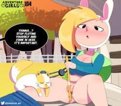 adventure_girls adventure_time backpack bag blonde_hair cleavage female female_masturbation fionna_the_human_girl flute human masturbation partially_clothed pussy pussy_juice solo somescrub tagme